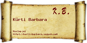 Kürti Barbara névjegykártya